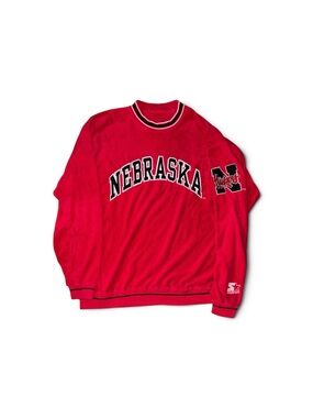 Vintage STARTER Nebraska Huskers Crewneck Sweater with Sleeve Logo